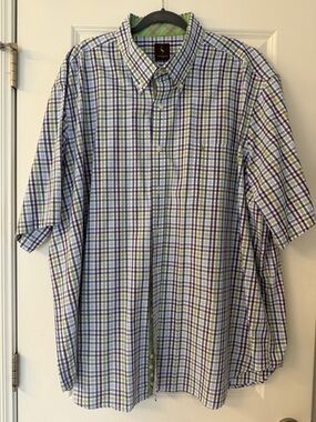 Tailorbyrd Green & Blue Plaid Short-Sleeve Button-Down Shirt